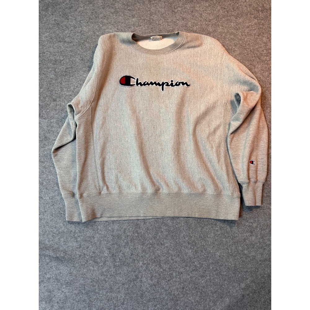 Champion Reverse Weave Sweatshirt Mens XL Heather Gray Cotton Fleece Pullover